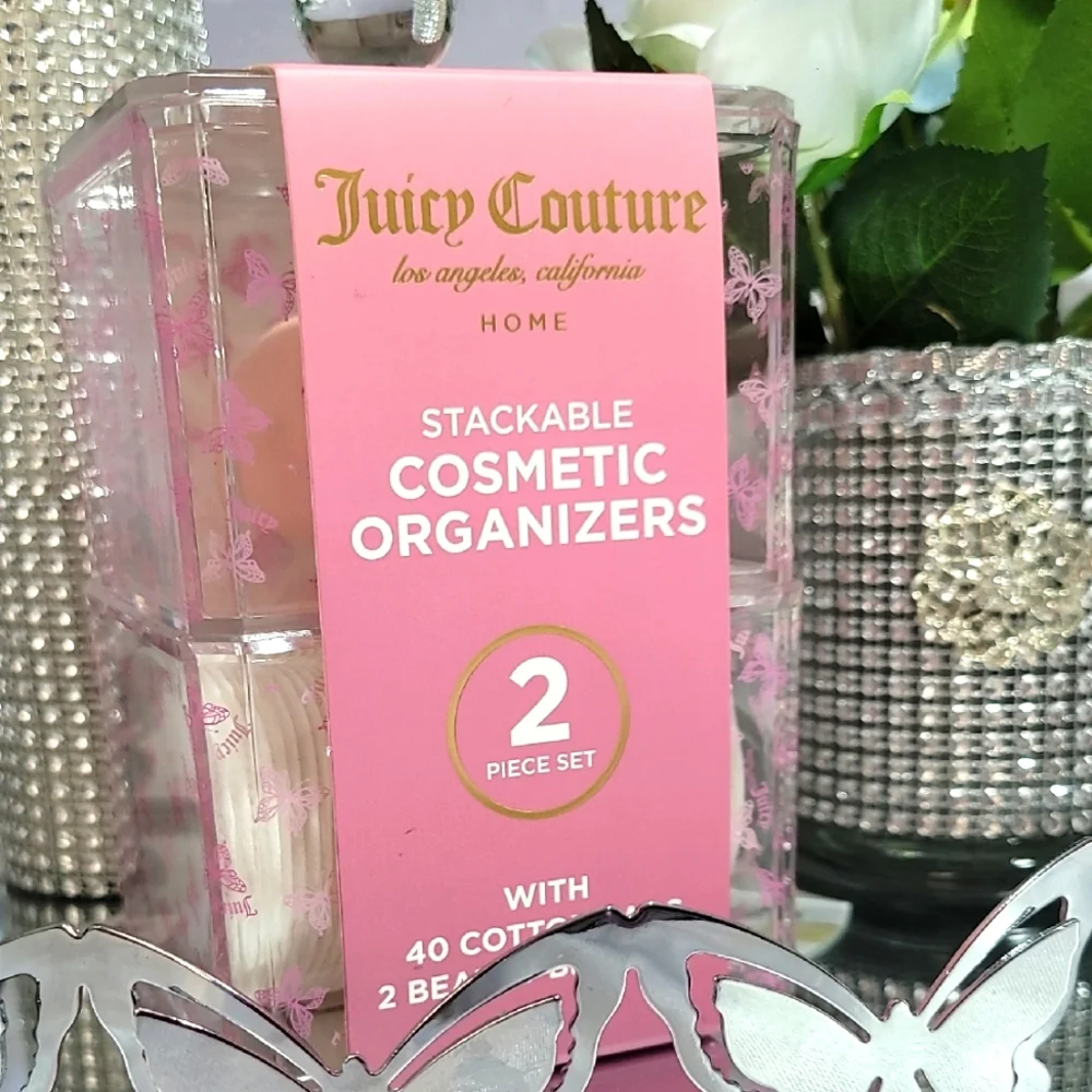 Juicy Couture Pink Stackable Cosmetic Organizers New